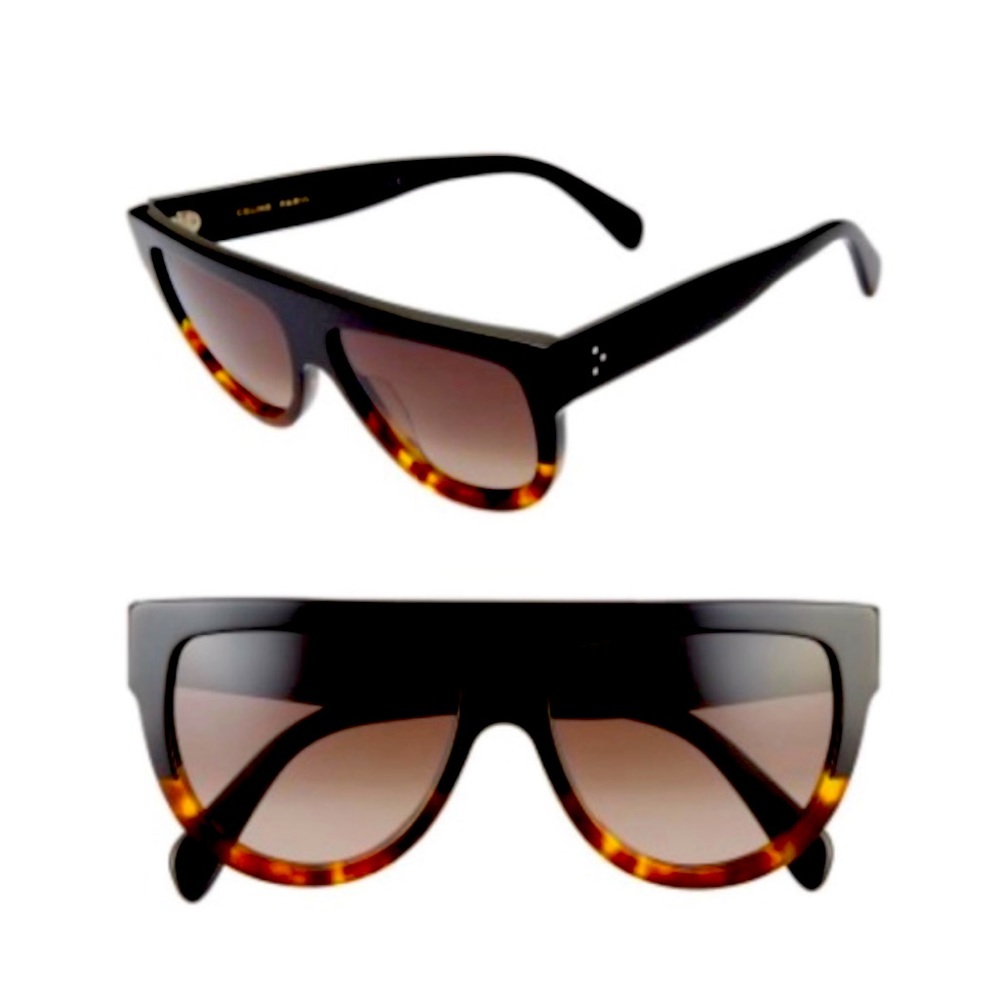 Celine 58mm Universal Fit Flat Top Sunglasses Black and  Tortoise